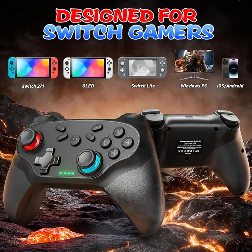 Vista 2 de Nonbliep 2 Pack Wireless Controller for Nintendo Switch 2/1 Lite/OLED and PC, with Bluetooth, Turbo, Gyro Axis, Dual Vibration, and Screenshot