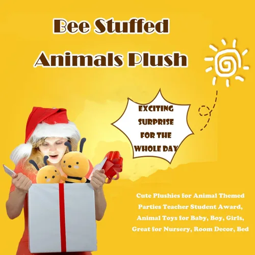 Vista 5 de 2 piezas de animales de peluche de abejorros suaves para decoración de fiesta, 7.9 pulgadas