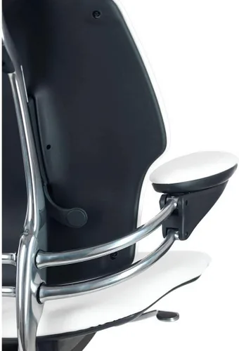 Vista 4 de Humanscale Freedom Office - Silla de escritorio para tareas Asiento y respaldo negro Corde 4 Marco de grafito Brazos Duron ajustables