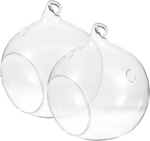 Vista 10 de GANAZONO 2pcs colgante terrario globo DIY aire suculenta plantador transparente florero orbe vela titular para alféizar de la ventana al aire libre
