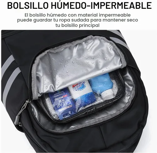 Vista 5 de SYCNB Mochila de gimnasio para mujer con compartimento para zapatos Negro