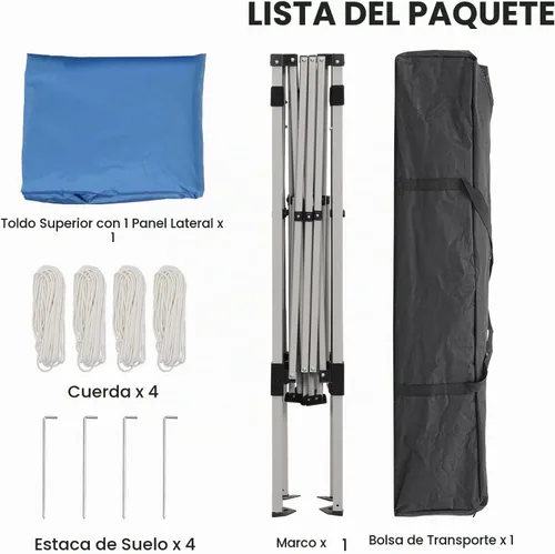 Vista 5 de Tienda de campaña desplegable de 10 x 10 pies inclinados con 1 pared lateral Azul
