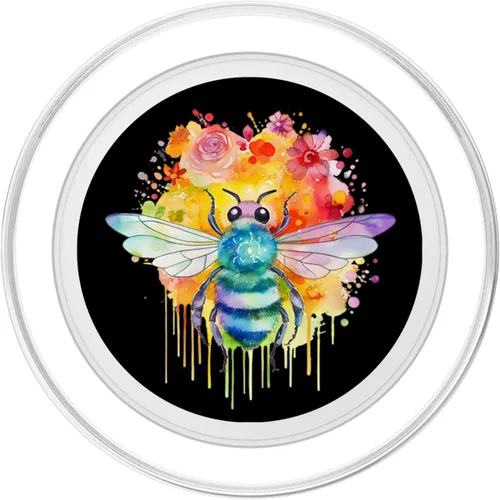Vista 2 de Bee Honeybee Honey Bee Colorful Insect Bumble Bees Lovers PopSockets MagSafe PopGrip para iPhone