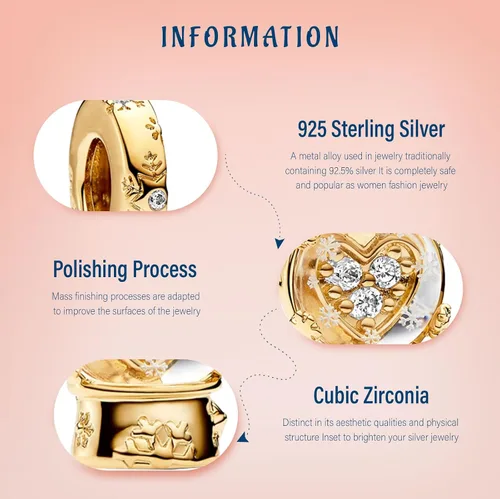 Vista 114 de Amufer S925 Charms for Women, compatible with Pandora Bracelets and Necklaces, Jewelry Gift