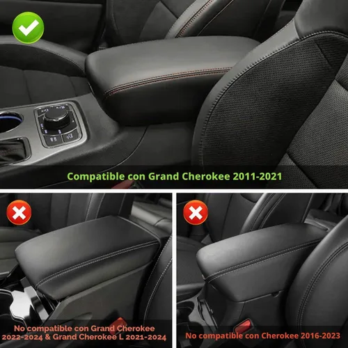 Vista 2 de INTGET Funda para reposabrazos de consola central de automóvil para Jeep Grand Cherokee 2011-2020 2021, accesorios para reposabrazos, almohadilla