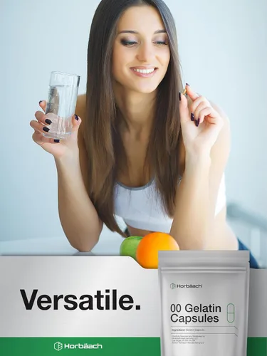 Vista 5 de Horbaach - Cápsulas vacías tamaño 00 1000 cápsulas de gelatina transparente Bolsa resellable Sin OMG, sin gluten por Horbaach