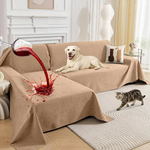Vista 11 de Deep Dream Fundas para sofá modular, 2 piezas, 100% impermeable, funda de sofá en forma de L, funda de sofá antideslizante para perros y gatos