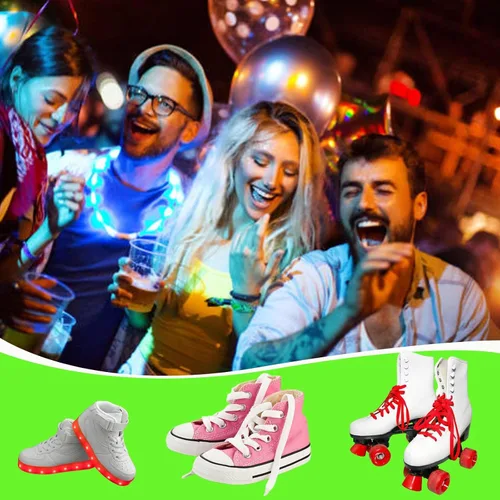 Vista 6 de Flammi - Cordones LED de nailon que brillan en la oscuridad para fiestas y patinaje