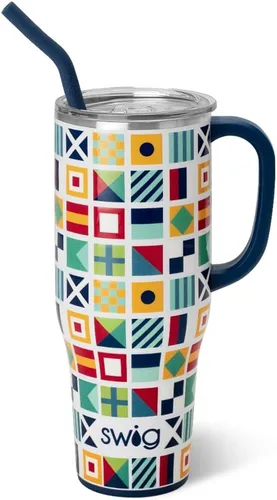 Vista 17 de Swig Life - Taza Mega de 40 onzas, Taza de 40 oz con asa, apta para vasos, apta para lavavajillas, taza aislada extra grande, acero inoxidable