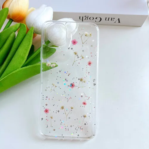Vista 2 de LSEEKA Funda transparente para iPhone 11 con diseño de flores prensadas reales, linda y brillante, patrón floral rosa, funda protectora delgada