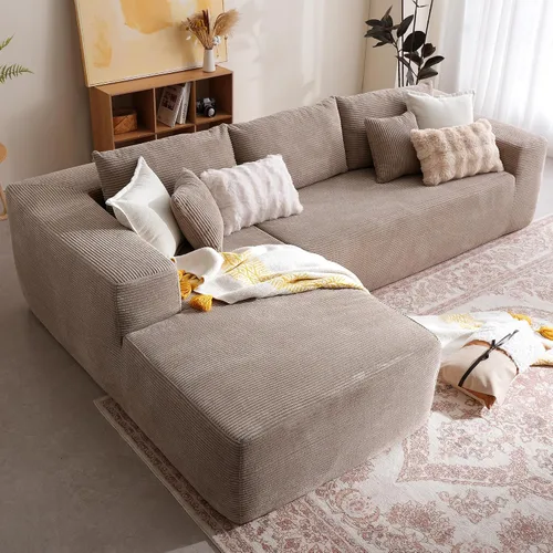 Vista 9 de HOOOWOOO Sofá modular en forma de L, 106 pulgadas, sin montaje, moderno, minimalista, extra profundo, grande, sofá esquinero en una caja para sala