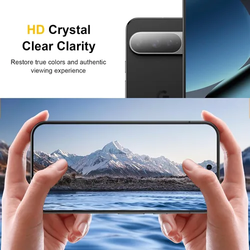 Vista 7 de Paquete de 2 + 2 protectores de pantalla de vidrio templado de privacidad para Google Pixel 10 Pro con 2 protectores de lente de cámara, compatible