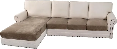 Vista 219 de H.VERSAILTEX Funda de cojín elástica de terciopelo para sofá, funda de cojín de felpa para cojines de silla, protector de muebles, cojín de asiento