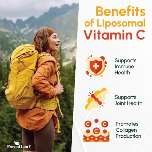 Vista 3 de ForestLeaf Vitamina C Liposomal 1000mg Cápsulas Suplemento Liposomal de Vitamina C de Alta Dosis con Ácidos Grasos de Aceite de Coco Absorción