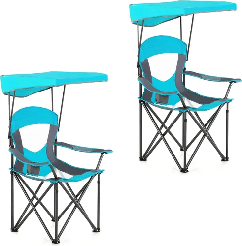 Vista 8 de ALPHA CAMP Silla de camping de gran tamaño con toldo de sombra, sillas de césped plegables