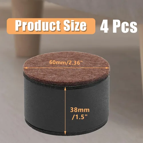 Vista 2 de Biaungdo Juego de 4 piezas de elevadores autoadhesivos para muebles, elevadores redondos para cama y muebles, elevadores resistentes de acero al