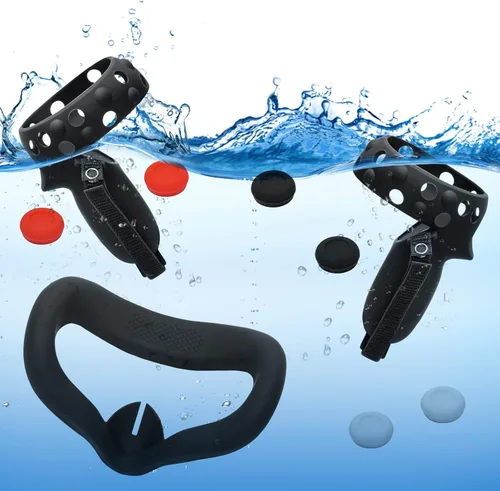 Vista 3 de Funda de silicona para Meta Oculus Quest 2, accesorios para Oculus Quest 2, cubierta facial de silicona VR con cubierta protectora de lente, protege