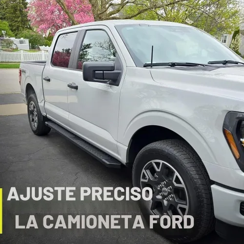 Vista 2 de COMNOVA Estribos Compatibles con Ford F-150 Crew Cab 2004-2014 (4 puertas de tamaño completo), diseño de almohadilla de paso de 6 pulgadas, barras