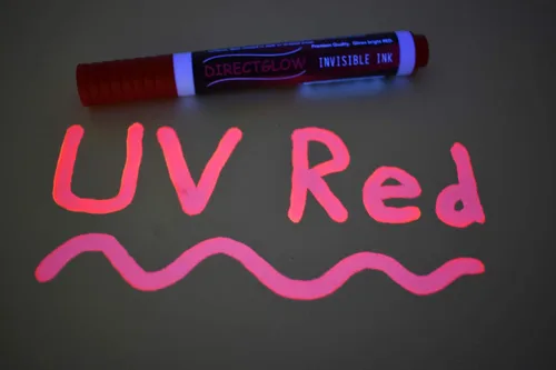 Vista 2 de DirectGlow - Juego de 3 rotuladores de tinta reactiva, extra grandes, invisible, rojo, UV, luz negra, paquete de 3