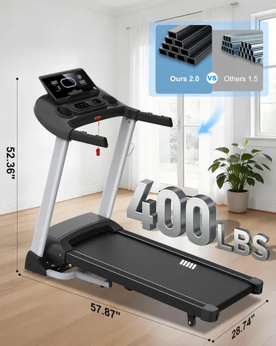 Vista 8 de Cinta de correr inclinada para el hogar, cinta de correr con 18% de inclinación automática, resistente capacidad de 400 libras, máquina de correr