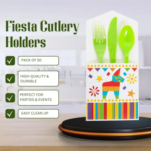 Vista 2 de Fun Express Cubertería Fiesta – 50 piezas – Ideal para Cinco de Mayo, fiestas, cumpleaños y otros eventos