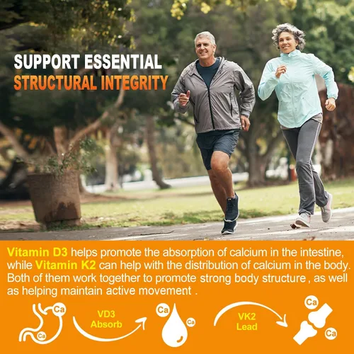 Vista 4 de Gomitas de vitamina D3 K2 para adultos – Vitamina D3 5000IU + K2 (MK-7) 120mcg – Suplementos D3 y K2 sin azúcar con omega-3, metilo B12, B9, B6