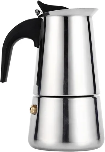 Vista 4 de 3.4 fl oz Acero Inoxidable Mocha Café Pot Hervidor Estufa Top Espresso Make Pot, Astilla