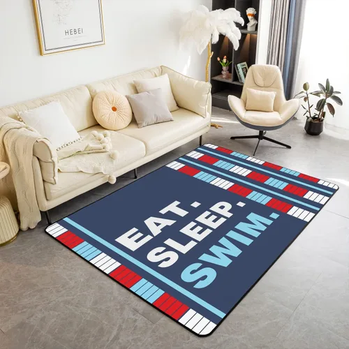 Vista 10 de Alfombra de rugby de 4 x 5 pies para sala de estar, para dormitorio, niños, niñas, mujeres, hombres, azul, para comer dormir, fútbol, decoración