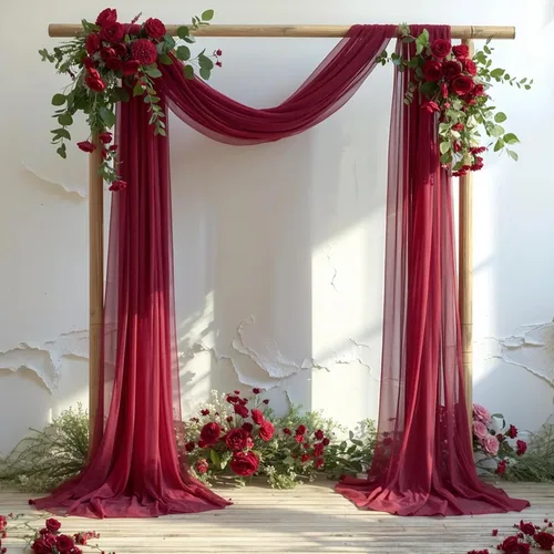Vista 51 de Cortinas de telón de fondo transparentes para arco de boda de 28 pulgadas x 19 pies Negro