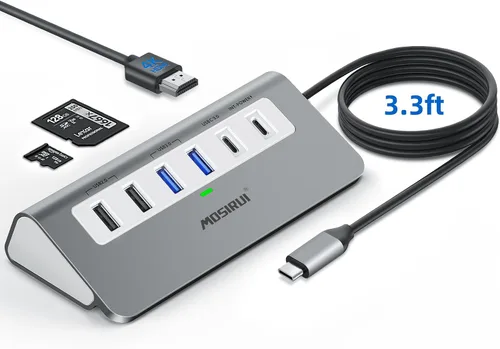 Vista 8 de USB C Hub, Adaptador Multipuerto 5 en 1 USB C a 4K HDMI Hub con USB 3.0/2.0, 100W PD, Estación de Acoplamiento Tipo C