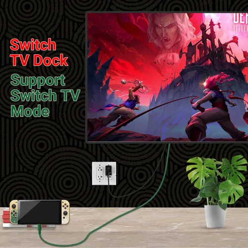 Vista 4 de Dock Switch para Nintendo SwitchNintendo Switch OLED Dock, base de TV para Switch de 6 pies, cable de base para cubierta de vapor con adaptador HDMI