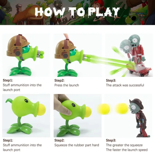 Vista 4 de Maikerry Juego de 7 figuras de PVZ con diseño de plantas, gran cumpleaños, Navidad, para niños y niñas, con mapa de campo de batalla