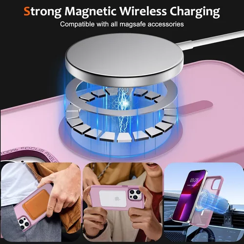 Vista 985 de Anuck - Funda magnética para iPhone 11 compatible con MagSafe, carcasa trasera mate translúcida dura, borde de TPU, delgada, resistente a impactos