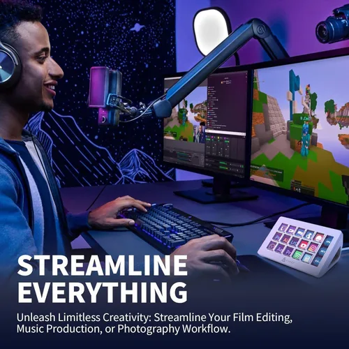 Vista 7 de AKP153 Controlador de estudio, Stream Deck, 15 teclas macro, acciones de activación en aplicaciones y software como OBS, Twitch, YouTube, consola