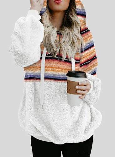 Vista 4 de Dokotoo - Sudadera con capucha para mujer, mullida, abrigada, informal, holgada, con bolsillos, ropa de exterior, tallas S-XXL