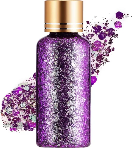 Vista 19 de Gel con purpurina para el cabello de cara y cuerpo azul para mujeres y niños, lentejuelas holográficas monocromáticas de sirena, maquillaje