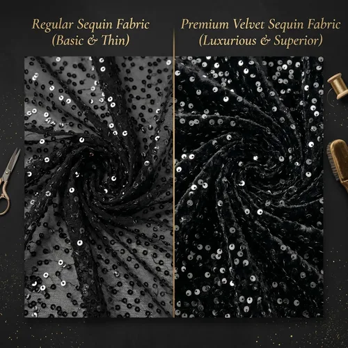 Vista 3 de Tela de terciopelo de lentejuelas por yarda, tela elástica brillante para coser mantel con purpurina brillante para vestido de mesa, accesorios