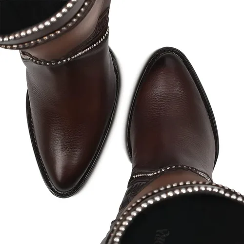Vista 8 de Cuadra Botas altas de mujer en piel bovina con cremallera marrón