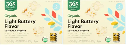 Vista 9 de 365 by Whole Foods Market, Palomitas de maíz orgánicas con mantequilla ligera para microondas, 9 onzas