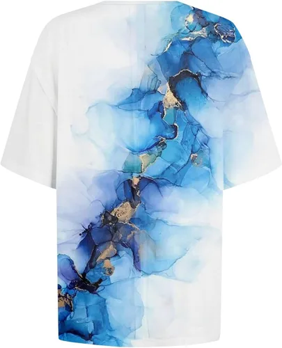 Vista 5 de Going Out Tops for Women, Women's Plus Size Bohemian Crewneck Short Sleeve T-Shirts Fashion Casual Floral Print Tops