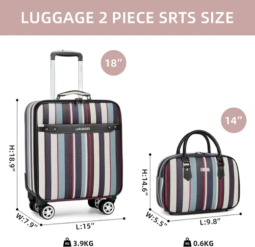 Vista 7 de LARVENDER Juego de equipaje vertical Softside 2 piezas, Azul, 34 ES