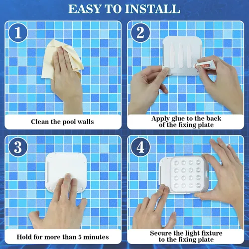 Vista 7 de Luces de piscina recargables con control remoto, 16 luces LED sumergibles con cambio de color, impermeables para piscina enterrada, estanques
