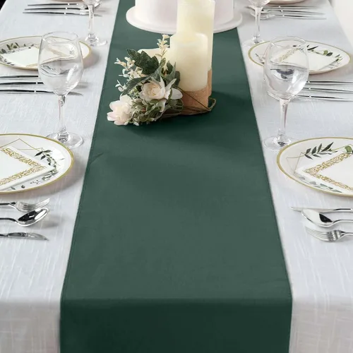 Vista 35 de Efavormart - Camino de mesa de poliéster de alta calidad azul claro para bodas, fiestas de cumpleaños, banquetes, decoración, ajuste rectangular