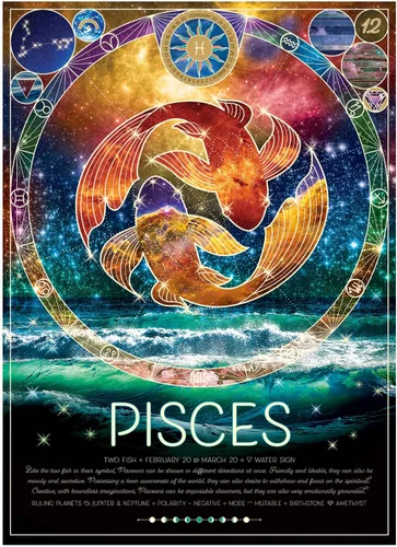 Vista 2 de Cobble Hill - Rompecabezas del zodiaco de 500 piezas, Piscis, póster de muestra incluido