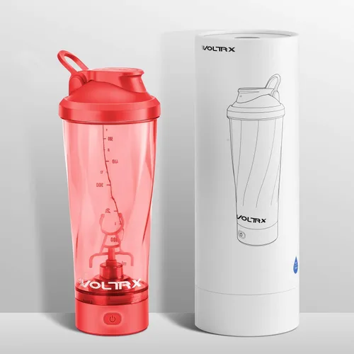 Vista 5 de VOLTRX Botella Batidora Eléctrica Premium de Proteínas, Hecha con Tritan - Libre de BPA - Vaso Batidor Portátil Vortex de 24 oz/Vasos Batidores Rojo
