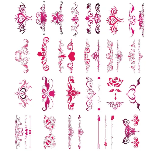 Vista 9 de Tatuajes de niña traviesa de 24 hojas, tatuajes temporales de ala negra para mujeres, damas y niñas, diseños de flores sexys para la parte inferior