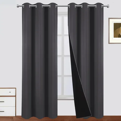 Vista 28 de LEMOMO Cortinas 100% opacas de 38 x 54 pulgadas, 2 paneles de oscurecimiento con aislamiento térmico para dormitorio