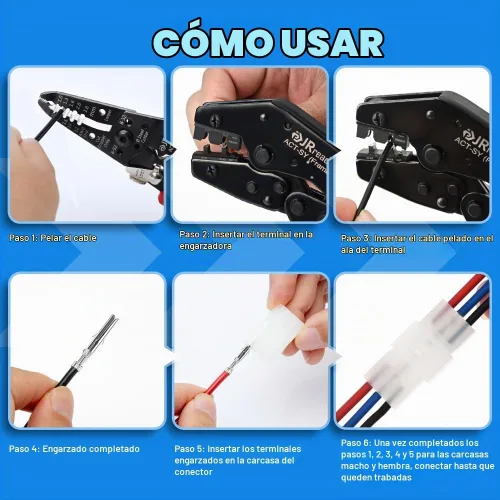 Vista 9 de JRready ST6480 Kit de clavijas de conector eléctrico de 2, 3, 4, 6, 9 y 12 pines con herramienta extractora de terminales de crimpado. 160 juegos.