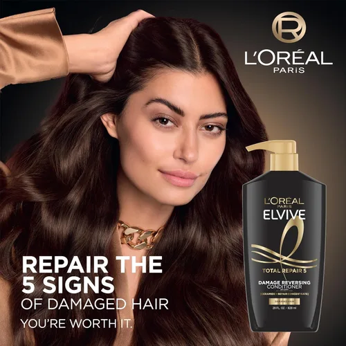Vista 3 de L'Oreal Paris Elvive Total Repair 5 Acondicionador Reparador para Cabello Dañado Acondicionador con Proteína y Ceramida para Cabello Fuerte Sedoso