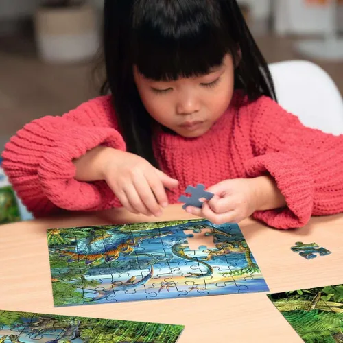 Vista 8 de Ravensburger Dinosaur Fascination - Juego de rompecabezas de 3 x 49 piezas - 09317 - Cada pieza es única, las piezas encajan perfectamente